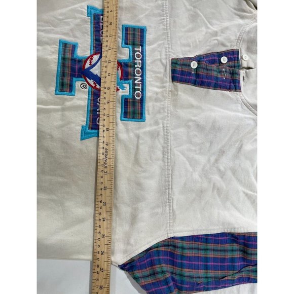 Vintage 90s Toronto BlueBay's Trench Canada sweatshirt white blue women L - Picture 9 of 12